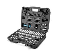 DURATECH Coffret de Douilles Clés à Cliquet et Embouts Professionnels 121 Pièces, 1/4" et 3/8" Douilles Cr-V Métriques et Impériales, Dégagement Rapide, Tournevis Magnétique 40 en 1, Clés Hexagonales