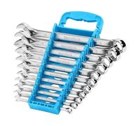 DURATECH Jeu de 11 clés mixtes en acier chrome-vanadium métrique 8-19 mm 12 points avec plateau en plastique