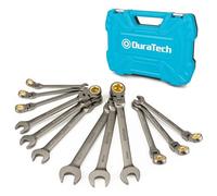 DURATECH Jeu de Clés à Cliquet Antidérapantes, 12 Pièces, 8-19 mm | Revêtement Nickelé, Cliquet 72 Dents, Coffret de Rangement