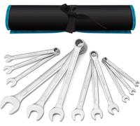 DURATECH Jeu de clés mixtes 12 pièces, 6-22 mm, Acier Cr-V, Bout coudé | Coudé à 15°, Clés à anneau et à bout ouvert, Bout fermé à 12 points, Acier chrome-vanadium, Finition chromée, Antirouille, Poch