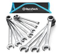 DURATECH Jeu de Clés Mixtes à Cliquet, 10 Pièces, 6-18 mm | Cliquet 72 Dents, Angle de Reprise 5°, Acier Cr-V, Pochette Enroulable
