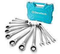 DURATECH Jeu de Clés Mixtes à Cliquet, 12 Pièces, 8-19 mm | Tête Fixe, Embout Ouvert, Acier Cr-V, Coffret de Rangement