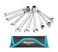 DURATECH Jeu de Clés Mixtes à Cliquet Tête Flexible, 9 Pièces, 8-17 mm | Cliquet 72 Dents, Acier Cr-V, Tailles Métriques, Pochette Enroulable