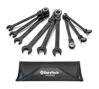 DURATECH Jeu de Clés Mixtes à Cliquet Tête Flexible, 9 Pièces, Noir Électro | 8-17 mm, Cliquet 72 Dents, Acier Cr-V, Tailles Métriques, Pochette Enroulable