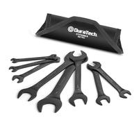 DURATECH Jeu de Clés Plates Doubles Ultra-Fines, 8 Pièces, Noir Électro | 5,5-27 mm, Revêtement Noir Anticorrosion, Profil Fin, Pochette Enroulable