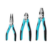 Pince en Acier au Carbone 3 Pièces avec Poignée Souple, DURATECH, Pince à Bec Long 160 mm, Pince Coupante 160 mm, Pince Universelle 200 mm pour Réparation Domestique ou Utilisation du Travail
