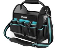 DURATECH Sac à Outils Ouvert, 30,5 x 22 x 30 cm | Tissu Robuste 900D, Poignée en Acier Rotative, Bandoulière Réglable, Multiples Poches