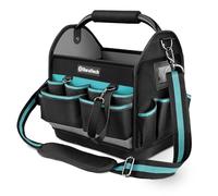 DURATECH Sac à Outils Ouvert 30,5x22x30 cm, Sac à Outils Professionnel 900D | Sac pour Électricien avec Poignée Tubulaire en Acier Rotative et Bandoulière Réglable, Multiples Poches