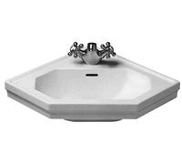 Duravit série 1930 lave-mains d'angle 0793420000 avec trop-plein et trou pour robinetterie, blanc