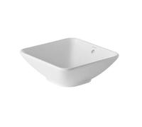 Duravit Bacino - Vasque à poser 42 x 42 cm, avec trop-plein, sans trou de robinetterie, DuraShield, blanche 033342AA00