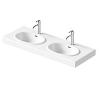 Duravit Balcoon - Double lavabo 130 x 48 cm, avec trop-plein, 2 trous de robinetterie, avec bonde, DuraShield, blanc 241213AA00
