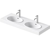 Duravit Balcoon - Double lavabo 130 x 48 cm, avec trop-plein, 2 trous de robinetterie, avec bonde, DuraShield, blanc mat 241213AC00