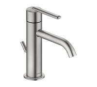 Duravit Balcoon mitigeur lavabo S BA1013001070 FreshStart et MinusFlow, saillie 123 mm, avec tige de traction garniture de vidange , acier inoxydable brossé
