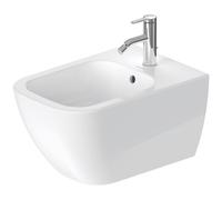 Duravit bidet mural Happy D.2 54cm avec trop-plein, avec plage de robinetterie, 1 trou pour robinetterie, 22581500001, Couleur: Couleur intérieure blanche, couleur extérieure blanche, avec Wondergliss