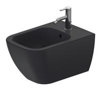 Duravit bidet mural Happy D.2 54cm avec trop-plein, avec plage de robinetterie, 1 trou pour robinetterie, 22581513001, Couleur: Couleur intérieure anthracite mat, couleur extérieure anthracite mat, av