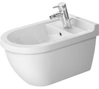 Duravit bidet mural Starck 3 540mm, avec trop-plein, avec plage de robinetterie, 1 trou pour robinetterie, avec fixation non apparente, 22801500001, Couleur: Blanc avec Wondergliss