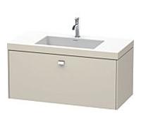 Duravit Brioso c-bonded vasque avec soubassement BR4602N1091, 100x48cm, Taupe / chrome, sans trou pour robinet