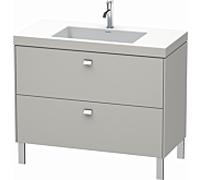 Duravit Brioso c-bonded vasque avec soubassement BR4702O1007, 100x48cm, gris béton / chrome, trou pour robinet 2000