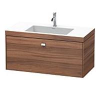 Duravit Brioso c-bonded vasque avec sous-structure BR4602N1079, 100x48, Nussbaum Natur / chrome, sans robinet