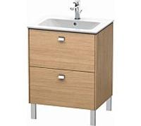 Duravit Brioso Meuble sous lavabo BR440101052 620x479mm, Europ. Chêne, 2 tiroirs, poignée chromée
