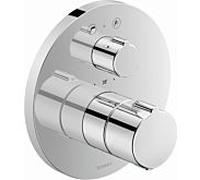 Duravit C.1 Colonne de douche thermostat de C.1 Colonne de douche encastré C15200014010, chromé, rond, robinet d'arrêt et inverseur