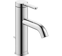 Duravit C.1 Mitigeur monocommandé pour lavabo M, FreshStart, Minusflow, saillie 113mm, avec garniture d'écoulement, C11023001010, Couleur: Chrome brillant