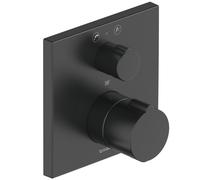 Duravit C.1 thermostat de baignoire encastré, rosace carrée, avec robinet darrêt et inverseur, C15200013046, Couleur: Noir Mat