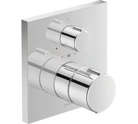 Duravit C.1 Thermostat de douche encastré, rosette carrée, 1 consommateur, avec robinet d'arrêt, C14200015010, Couleur: chrome