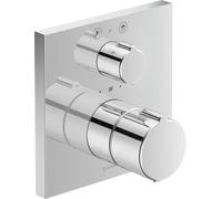 Duravit C.1 thermostat de douche encastré, rosette carrée, 2 consommateurs, avec robinet d'arrêt et inverseur, C14200013010, Couleur: chrome