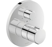 Duravit C.1 Thermostat de douche encastré, rosette ronde, 1 consommateur, robinet d'arrêt, C14200016010, Couleur: chrome