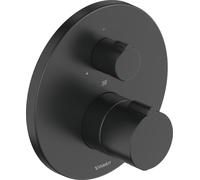 Duravit C.1 Thermostat de douche encastré, rosette ronde, 1 consommateur, robinet d'arrêt, C14200016046, Couleur: Noir Mat