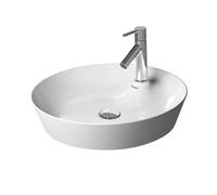Duravit vasque à poser Cape Cod 2328483200 Ø 48 cm, avec trou pour robinetterie, sans trop-plein, avec îlot pour robinetterie, blanc satiné mat