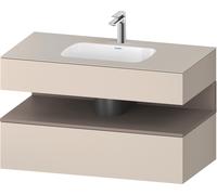 Duravit Collection One lavabo à encastrer avec meuble sous-vasque en console, 1000x550x600mm, niche basalte mat, QA4786043830010, Couleur: Taupe Supermatt/avec Ã©clairage de niche