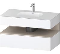 Duravit Collection One lavabo à encastrer avec meuble sous-vasque en console, 1000x550x600mm, niche Taupe Supermatt, QA4786083180010, Couleur: Blanc mat/avec Ã©clairage de niche
