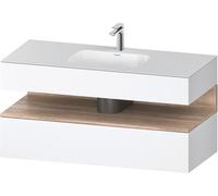 Duravit Collection One lavabo à encastrer avec meuble sous-vasque en console, 1200x550x600mm, niche en chêne mamelonné, QA4787055180010, Couleur: Blanc mat/avec Ã©clairage de niche
