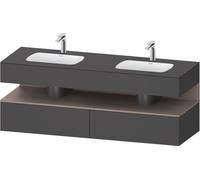 Duravit Collection One lavabo à encastrer avec meuble sous-vasque en console, 1600x550x600mm, niche basalte mat, lavabos doubles, QA4797043490010, Couleur: Graphite mat/avec Ã©clairage de niche