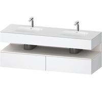 Duravit Collection One lavabo à encastrer avec meuble sous-vasque en console, 1600x550x600mm, niche blanc supermat, double lavabos double, QA4797084180000, Couleur: Blanc Mat