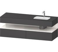 Duravit Collection One lavabo à encastrer avec meuble sous-vasque en console, 1600x550x600mm, niche blanc ultra-brillant, vasque à droite, QA4796022490000