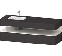 Duravit Collection One lavabo à encastrer avec meuble sous-vasque en console, 1600x550x600mm, niche blanc ultra-brillant, vasque à gauche, QA4795022800010, Couleur: Graphite supermat/avec Ã©clairage d