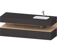 Duravit Collection One lavabo à encastrer avec meuble sous-vasque en console, 1600x550x600mm, niche en chêne naturel, vasque à droite, QA4796030800000