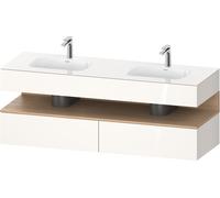 Duravit Collection One lavabo à encastrer avec meuble sous-vasque en console, 1600x550x600mm, niche en chêne naturel, double lavabos double, QA4797030220000, Couleur: Blanc brillant