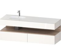 Duravit Collection One lavabo à encastrer avec meuble sous-vasque en console, 1600x550x600mm, niche en chêne mamelonné, vasque à gauche, QA4795055220000, Couleur: Blanc brillant
