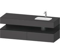 Duravit Collection One lavabo à encastrer avec meuble sous-vasque en console, 1600x550x600mm, niche en chêne noir, vasque à droite, QA4796016490000, Couleur: Graphite mat