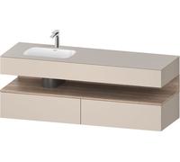 Duravit Collection One lavabo à encastrer avec meuble sous-vasque en console, 1600x550x600mm, niche en chêne mamelonné, vasque à gauche, QA4795055830010