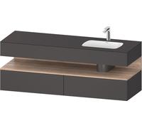 Duravit Collection One lavabo à encastrer avec meuble sous-vasque en console, 1600x550x600mm, niche en chêne mamelonné, vasque à droite, QA4796055490010
