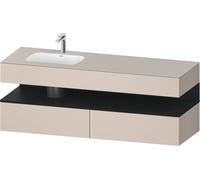 Duravit Collection One lavabo à encastrer avec meuble sous-vasque en console, 1600x550x600mm, niche en chêne noir, vasque à gauche, QA4795016910000, Couleur: Taupe mat
