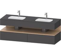 Duravit Collection One lavabo à encastrer avec meuble sous-vasque en console, 1600x550x600mm, niche en chêne naturel, double lavabos double, QA4797030490000