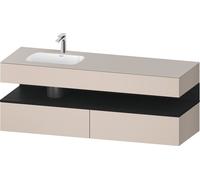 Duravit Collection One lavabo à encastrer avec meuble sous-vasque en console, 1600x550x600mm, niche en chêne noir, vasque à gauche, QA4795016910000, Couleur: Taupe mat