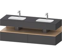 Duravit Collection One lavabo à encastrer avec meuble sous-vasque en console, 1600x550x600mm, niche en chêne naturel, double lavabos double, QA4797030490000