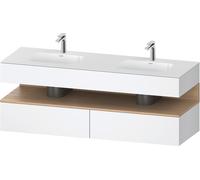Duravit Collection One lavabo à encastrer avec meuble sous-vasque en console, 1600x550x600mm, niche en chêne naturel, double lavabos double, QA4797030180000, Couleur: Blanc Mat